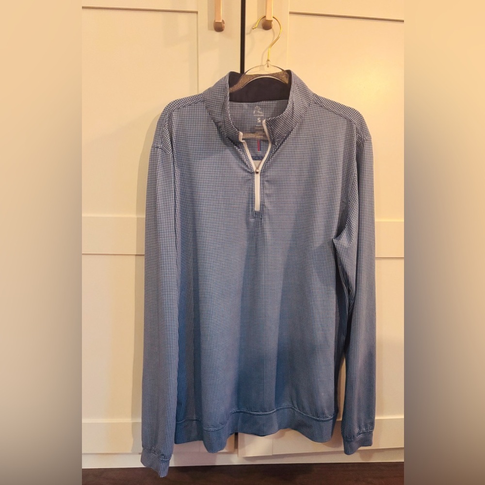 Rhoback Blue Houndstooth Quarter-Zip Top Men's Size Small Golf Athletic Casual